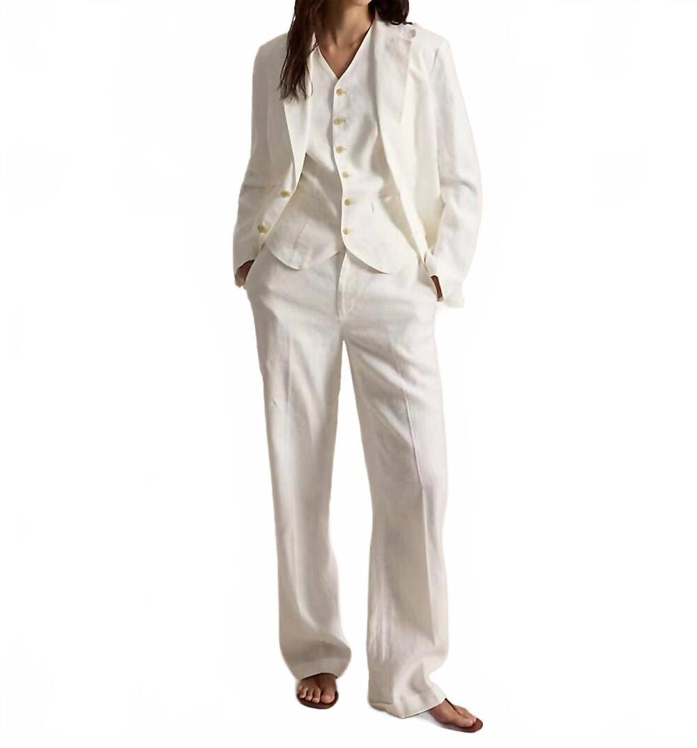 NEW RALPH LAUREN linen high-rise relaxed straight pants in nevis